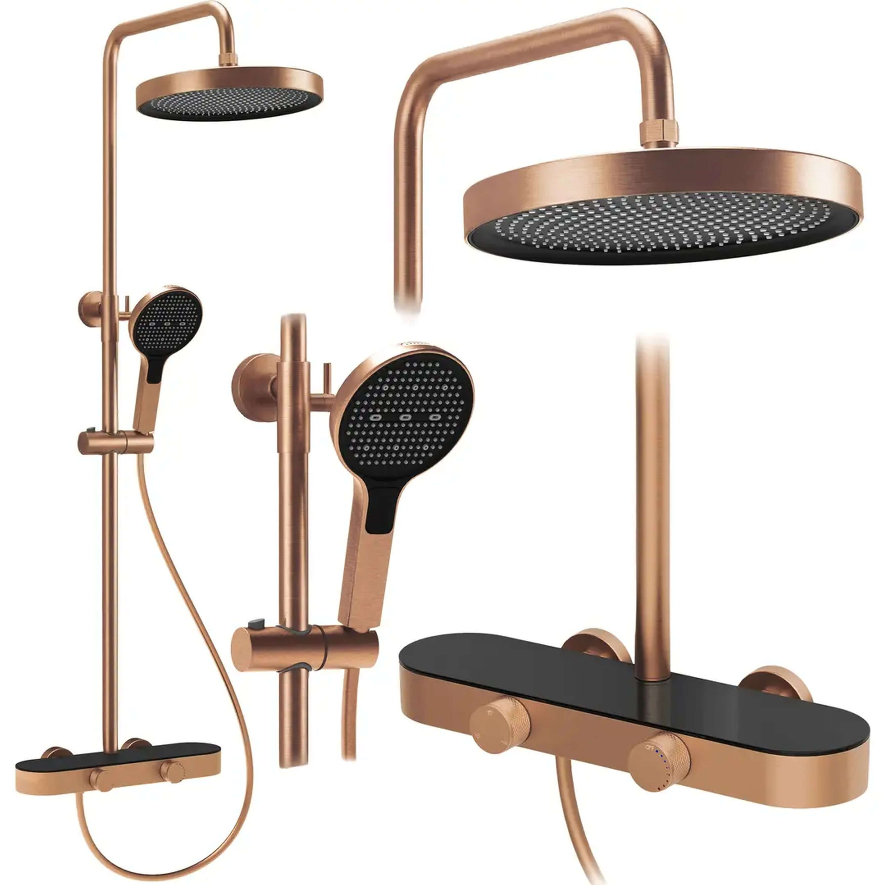 Rea Cris doucheset wand met regendouche koper REA-P0362
