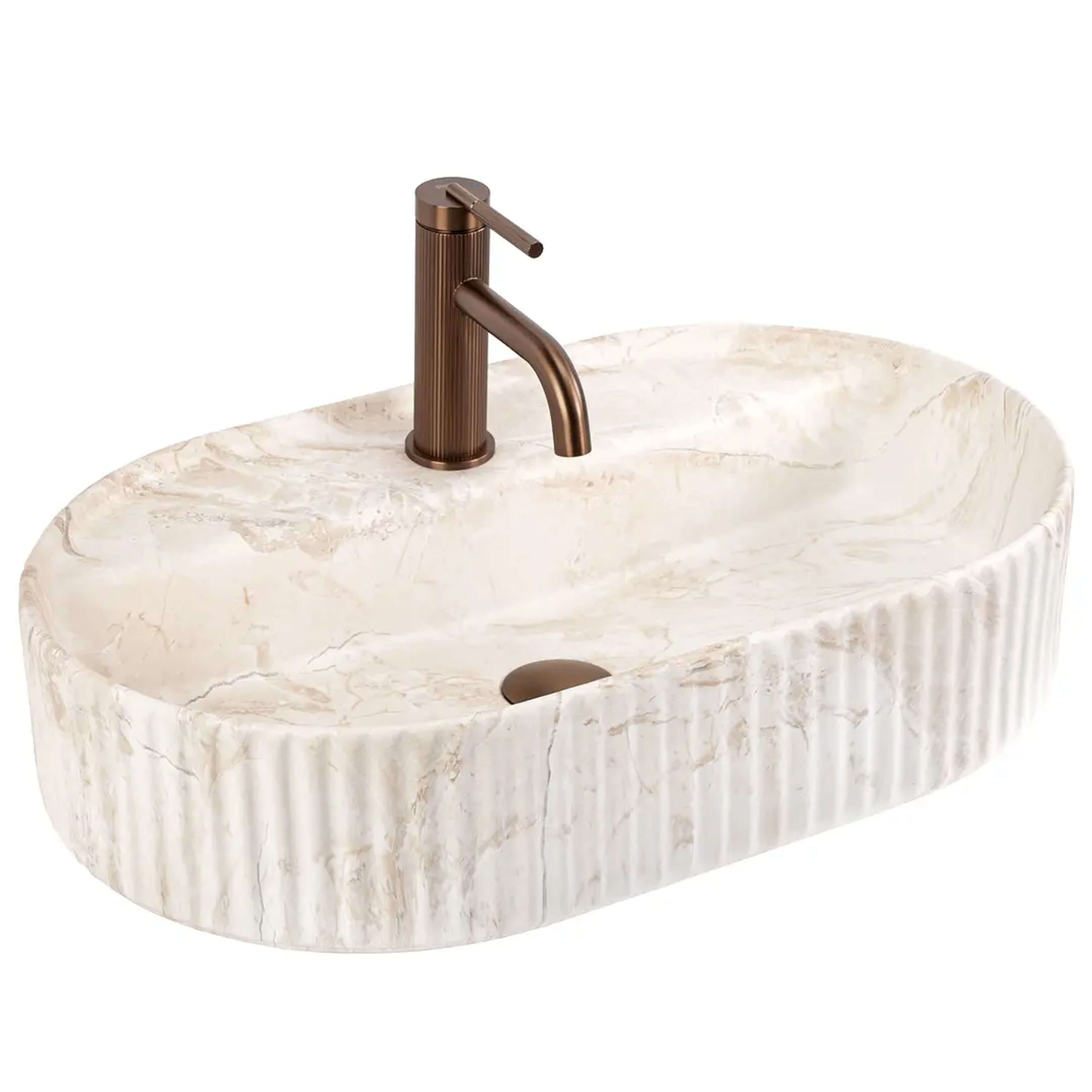 Rea Marcela wastafel 60x37 cm ovaal opbouw brons/beige mat REA-U3519
