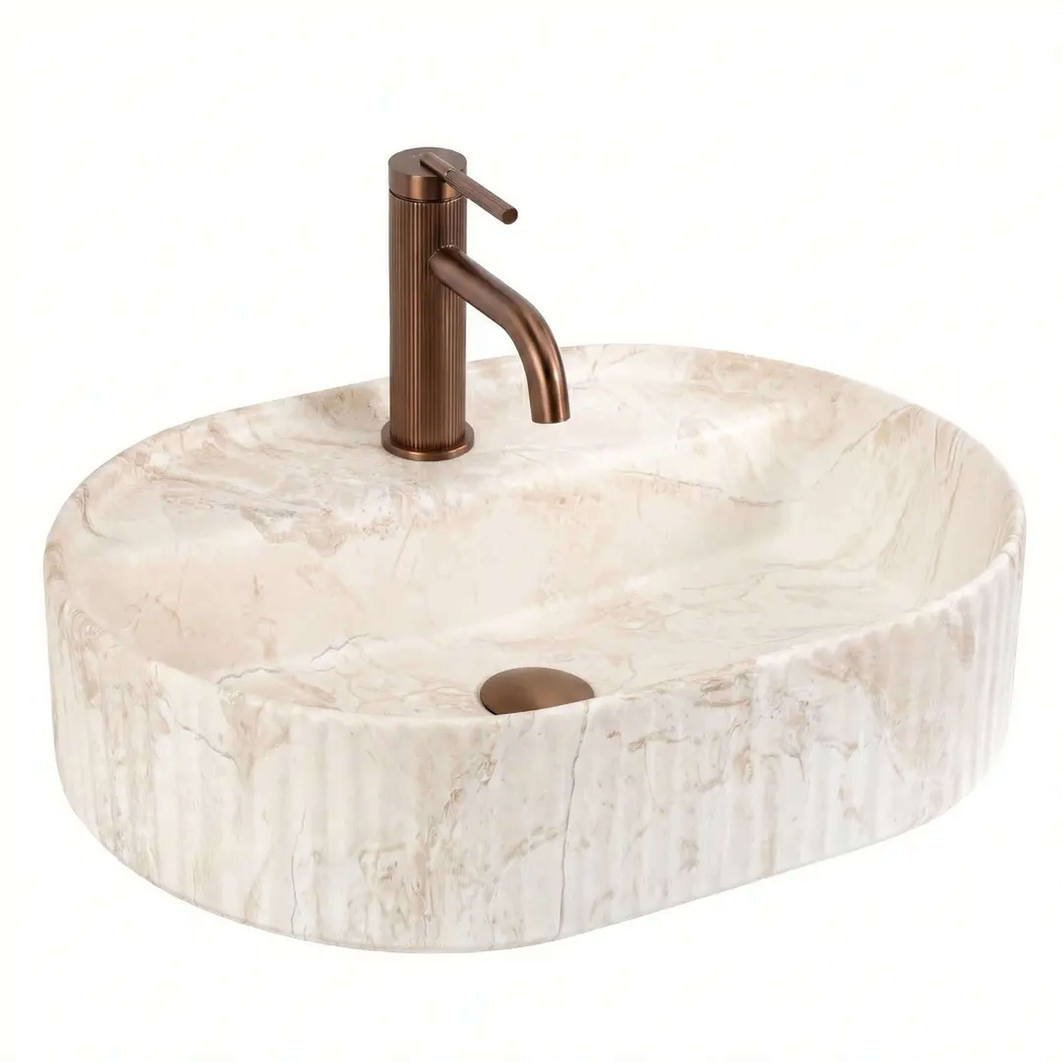 Rea Marcela wastafel 50x35.5 cm ovaal opbouw brons/beige mat REA-U3515
