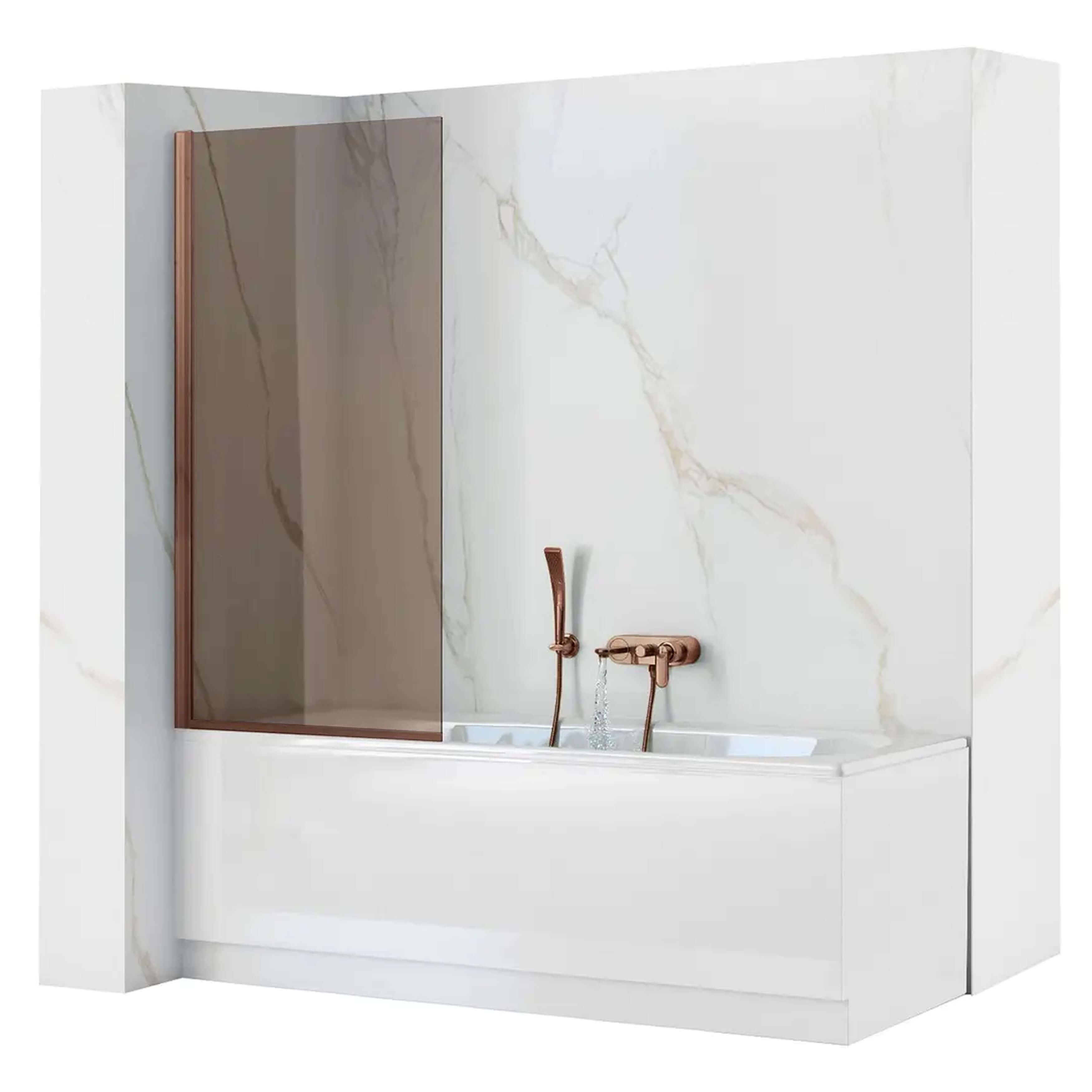 Rea Elegant badscherm 70 cm uit één stuk koper geborsteld/bruin glas REA-W5694