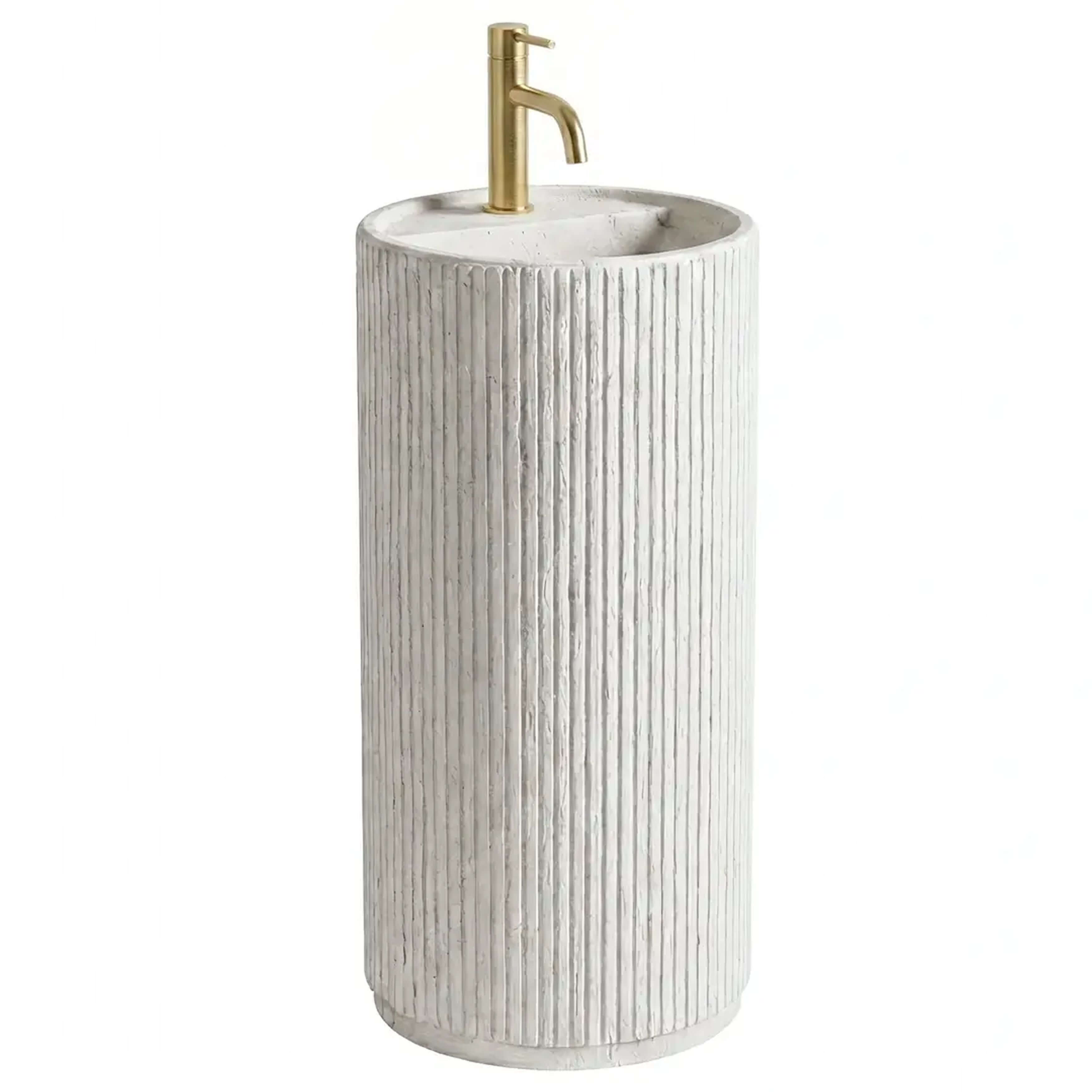 Rea Margarita wastafel 39x39 cm rond vrijstaand wit-grijs/steen mat REA-U0614