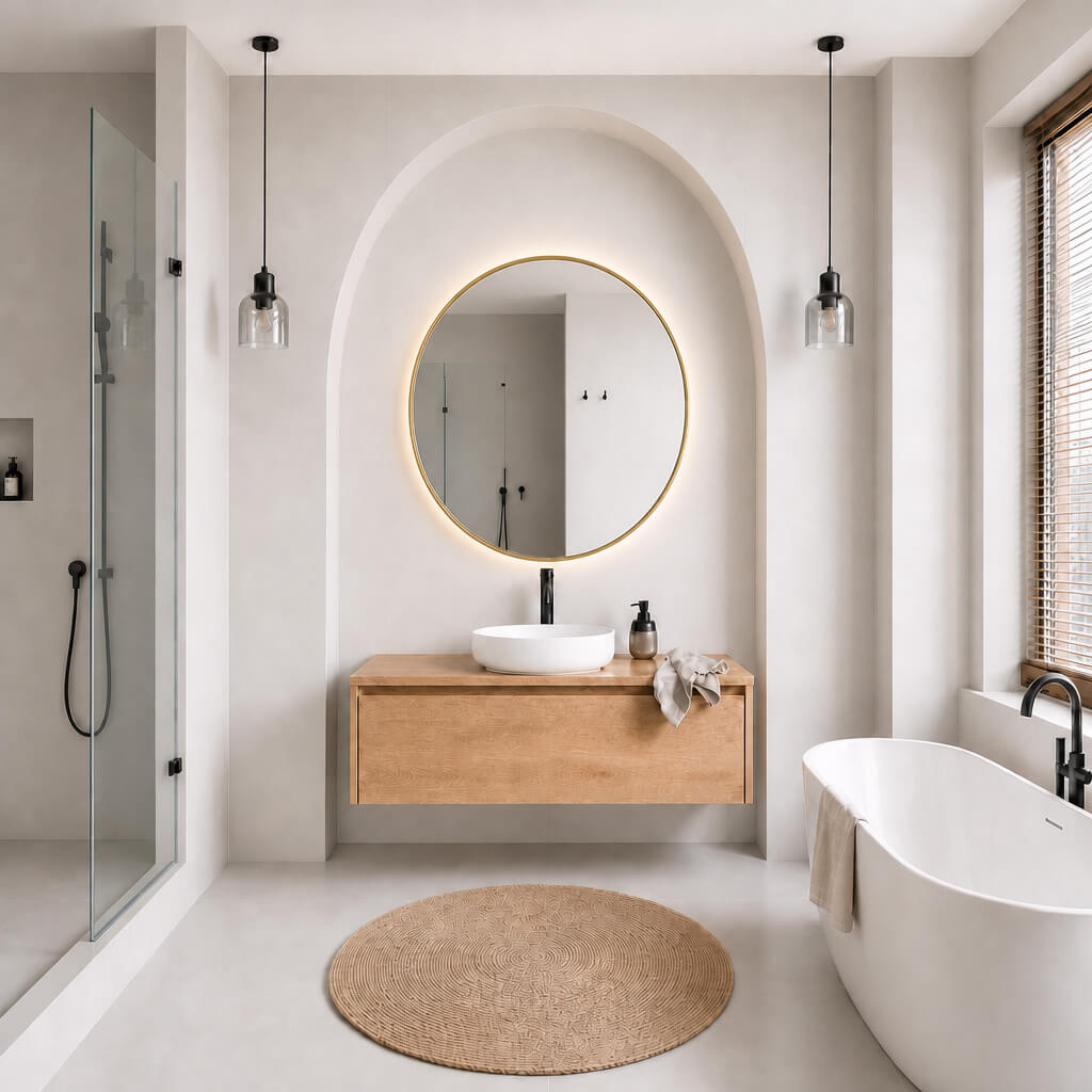 Baltica Design Aluma spiegel 100x100 cm rond met verlichting gouden 5904107934099