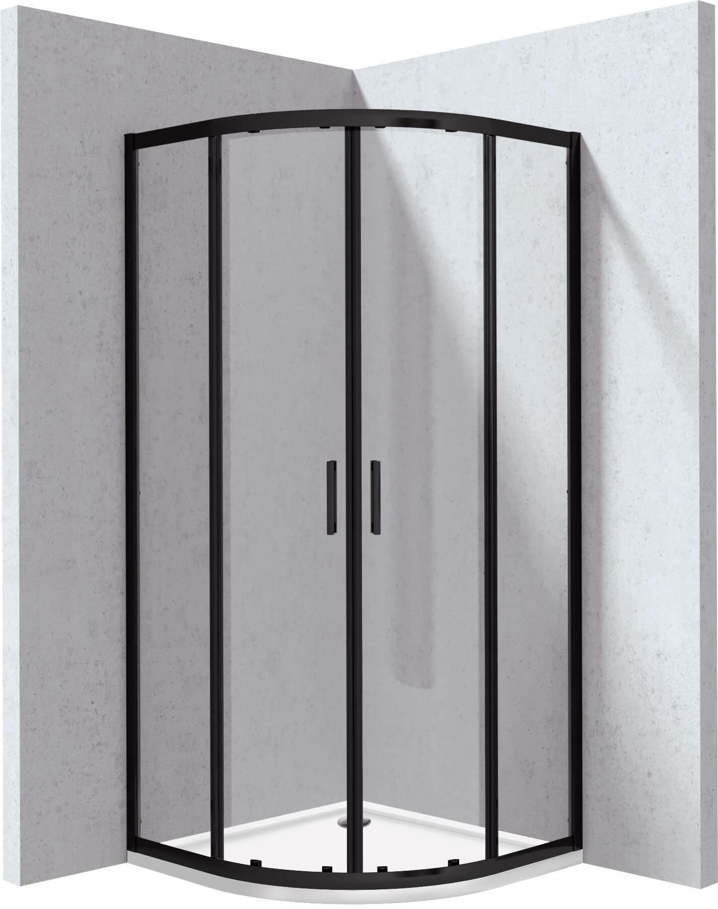 Deante Funkia Evo cabine met douchebak 80x80 cm halfrond zwart mat/helder glas KYPPN088P