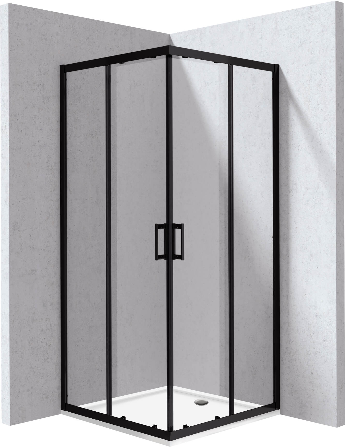 Deante Funkia Evo cabine met douchebak 80x80 cm vierkant zwart mat/helder glas KYCPN088P