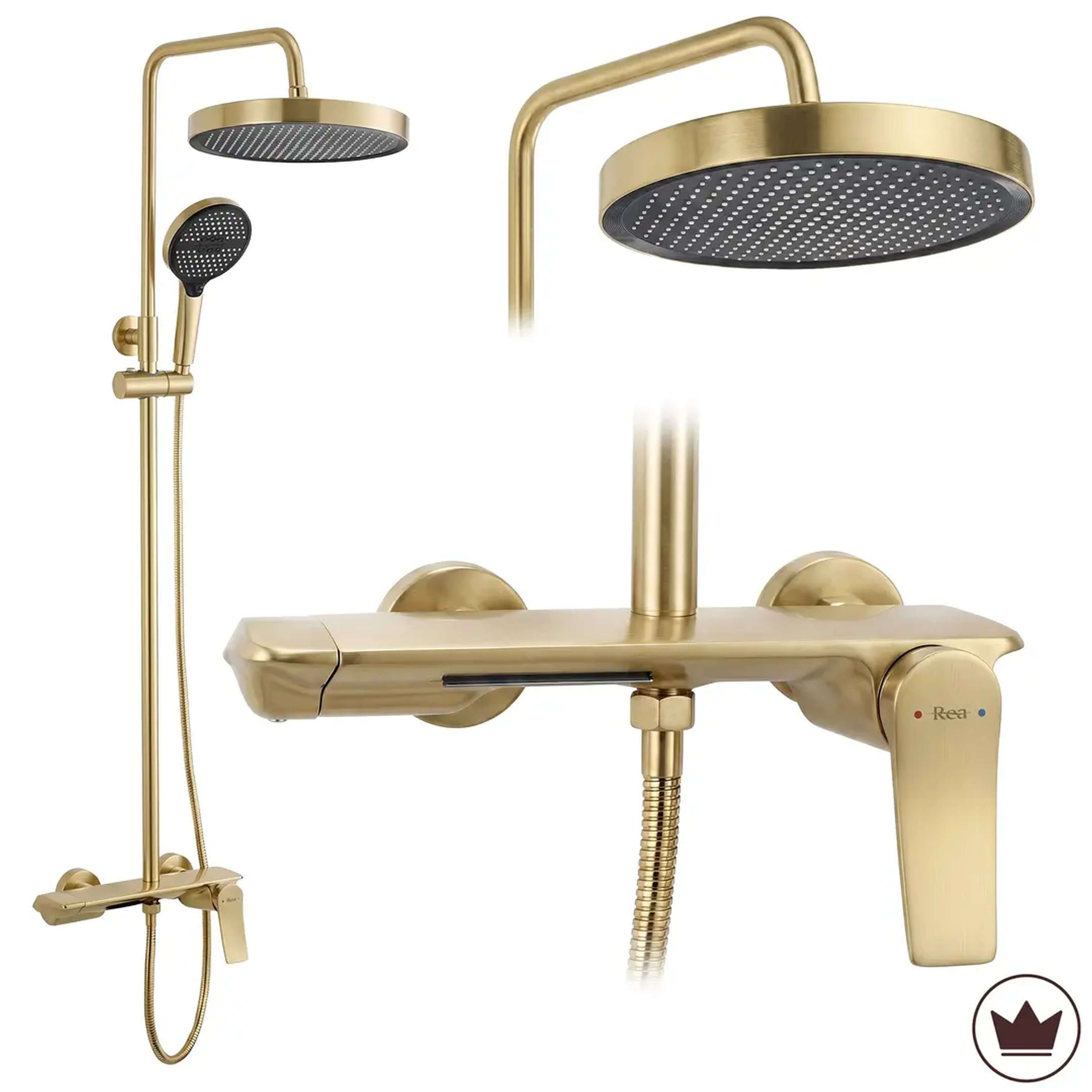 Rea Vision doucheset wand met regendouche gouden REA-P9667