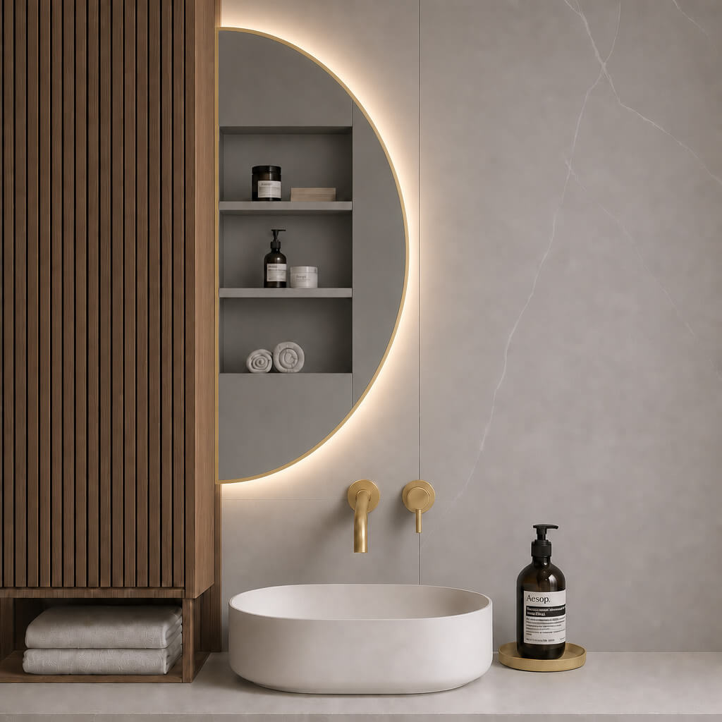 Baltica Design Aluma spiegel 50x100 cm met verlichting gouden 5904107934501