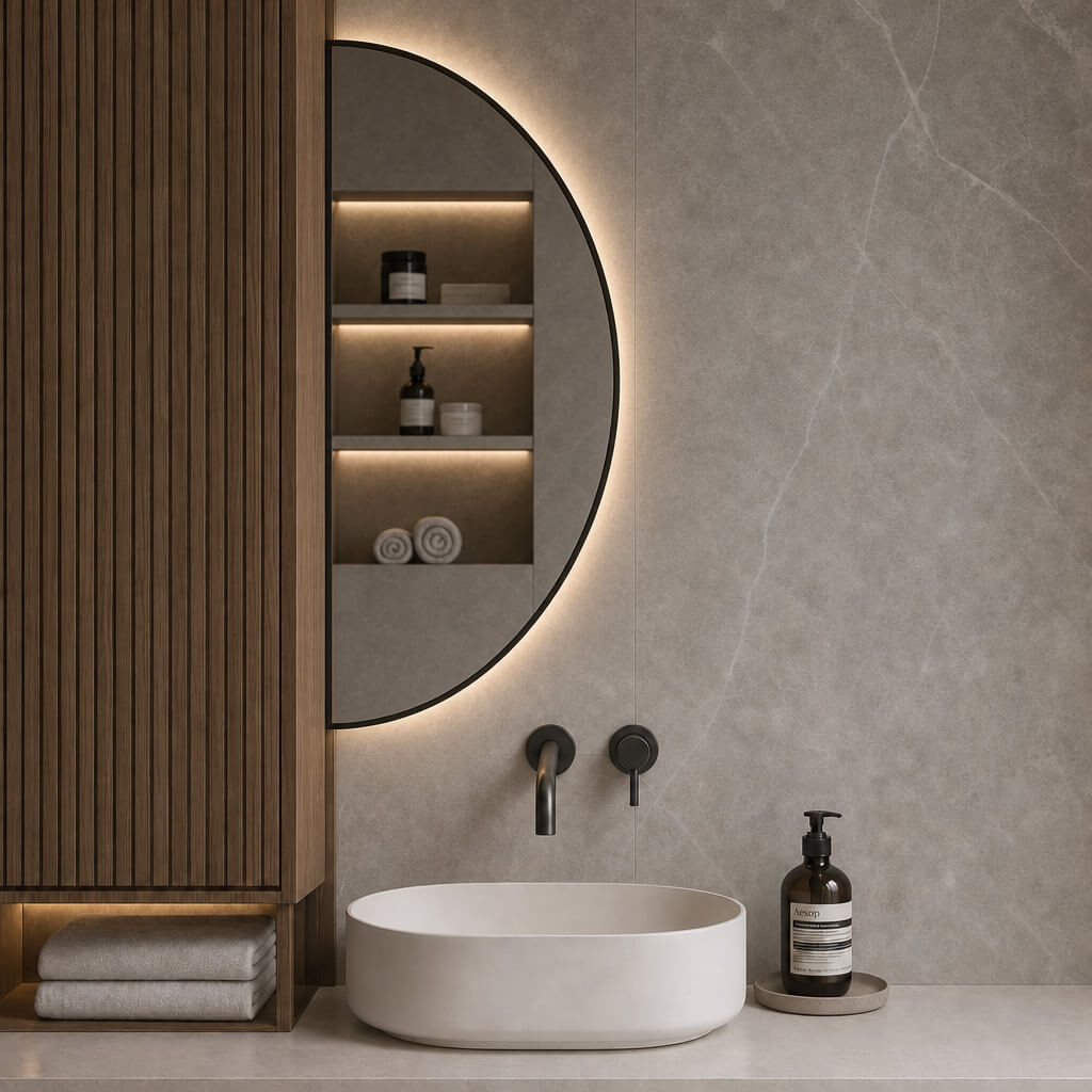 Baltica Design Aluma spiegel 50x100 cm met verlichting zwart 5904107934495