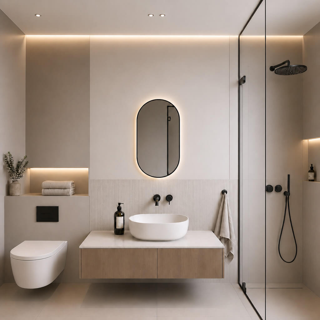 Baltica Design Aluma spiegel 50x100 cm ovaal met verlichting zwart 5904107934419