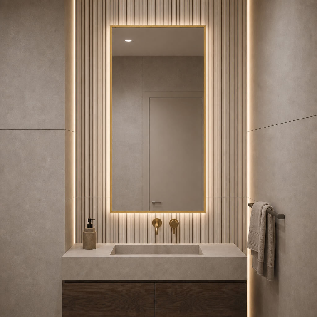 Baltica Design Aluma spiegel 50x70 cm rechthoekig met verlichting gouden 5904107934211