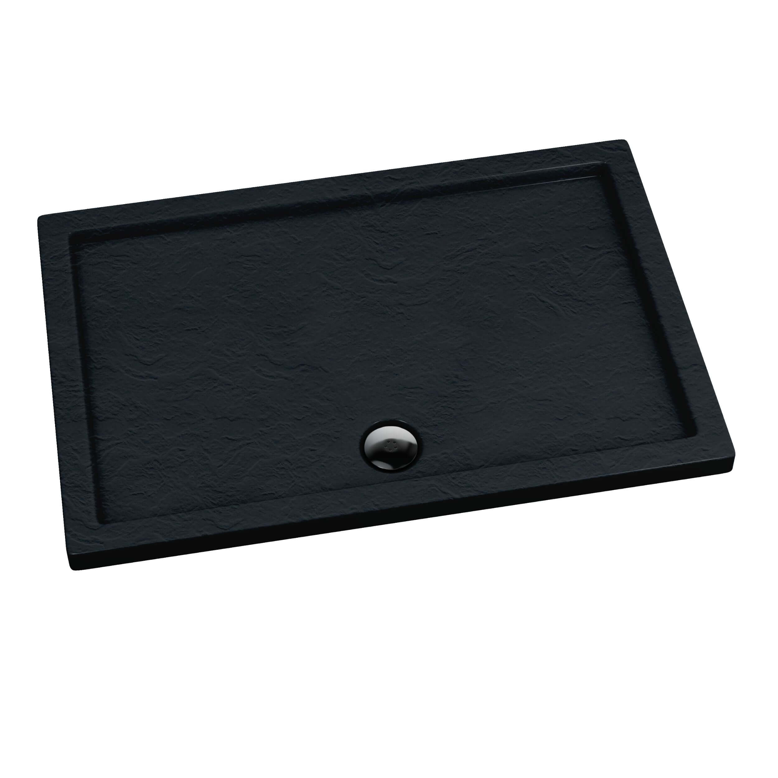 Schedpol Caspar Black Stone rechthoekige douchebak 100x80 cm zwart 3.266/C/ST