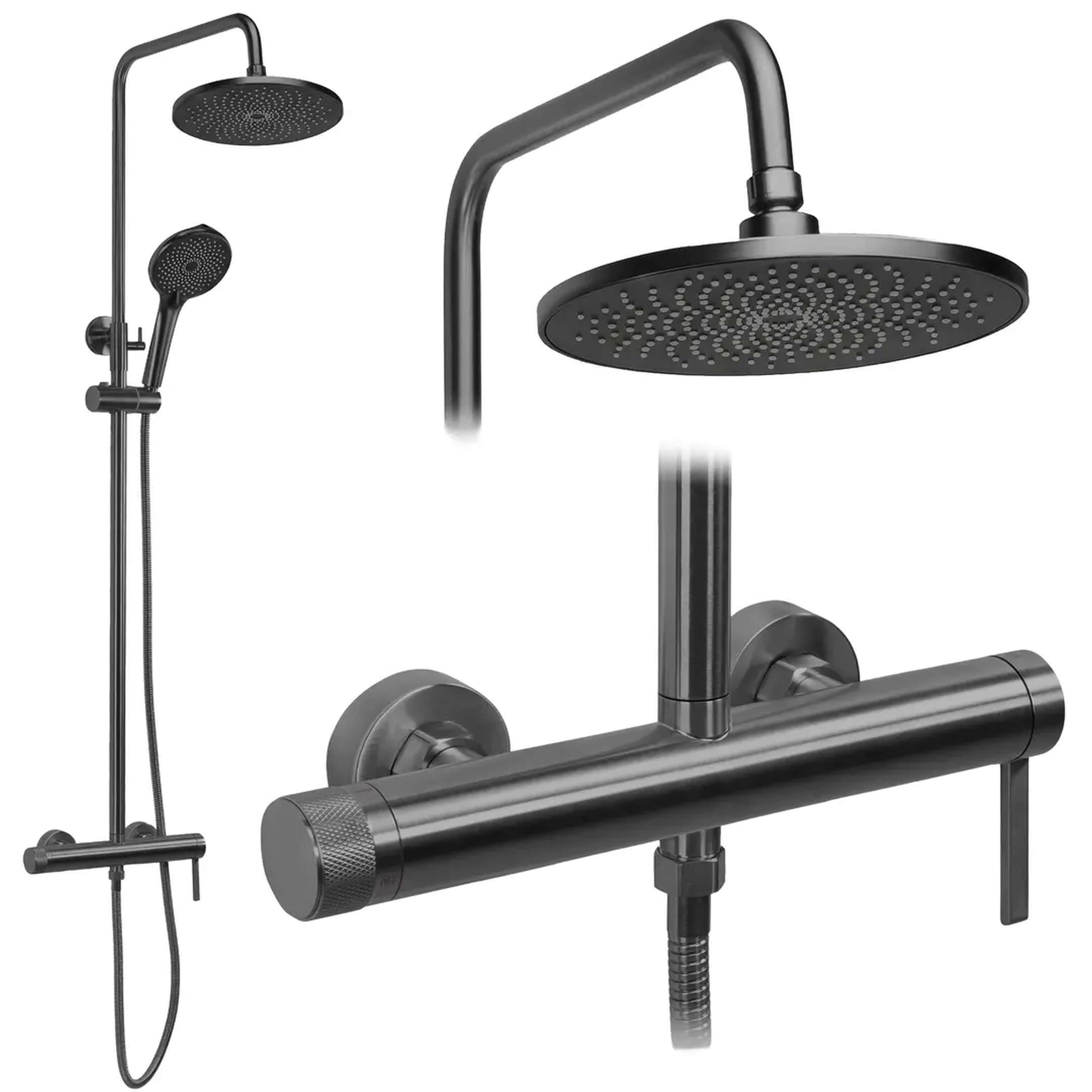 Rea Rivo doucheset wand met regendouche grafiet REA-P9497