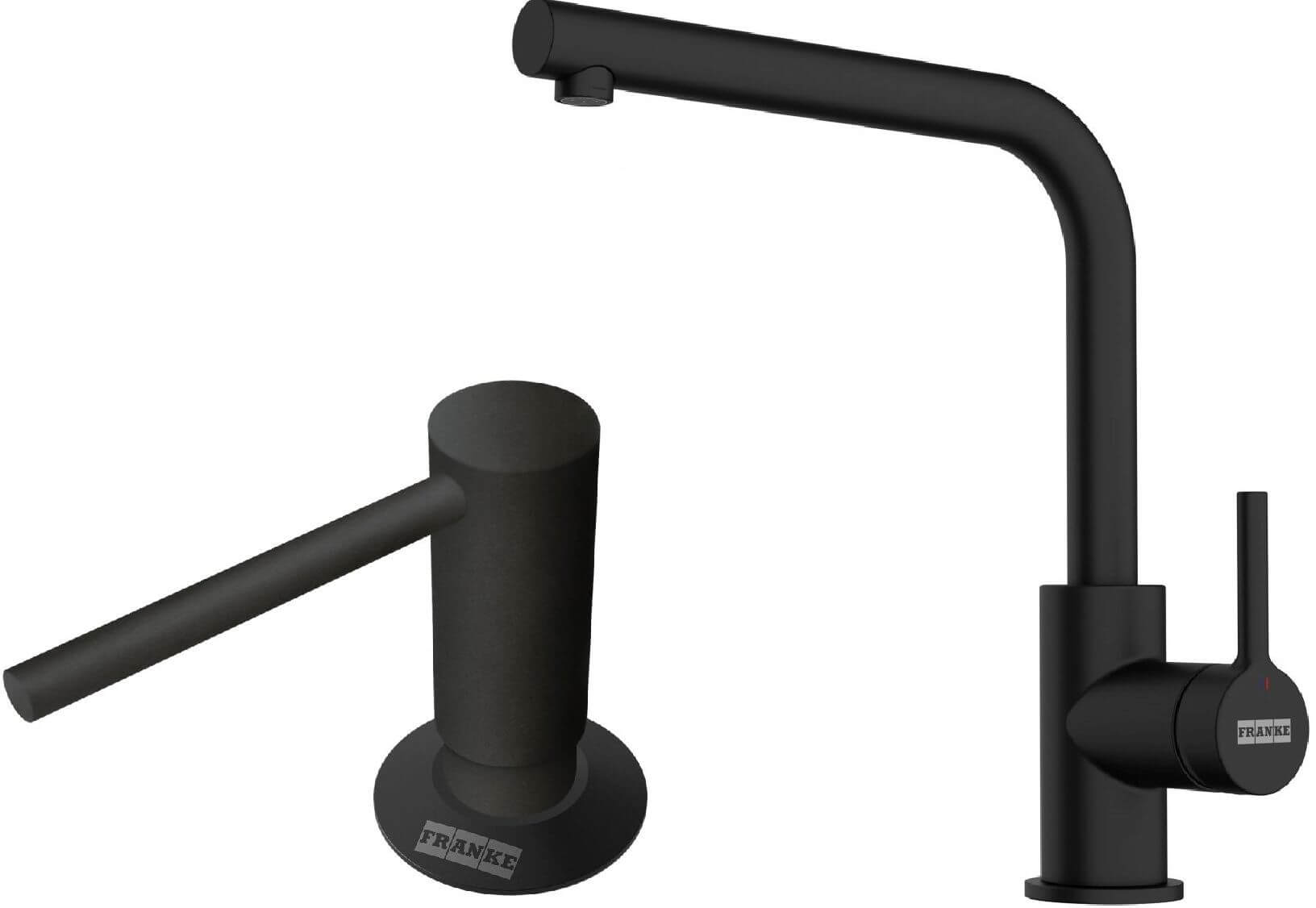 Set keukenkraan Franke Lina L 115.0693.393, vloeistofdispenser Franke Comfort 112.0753.277