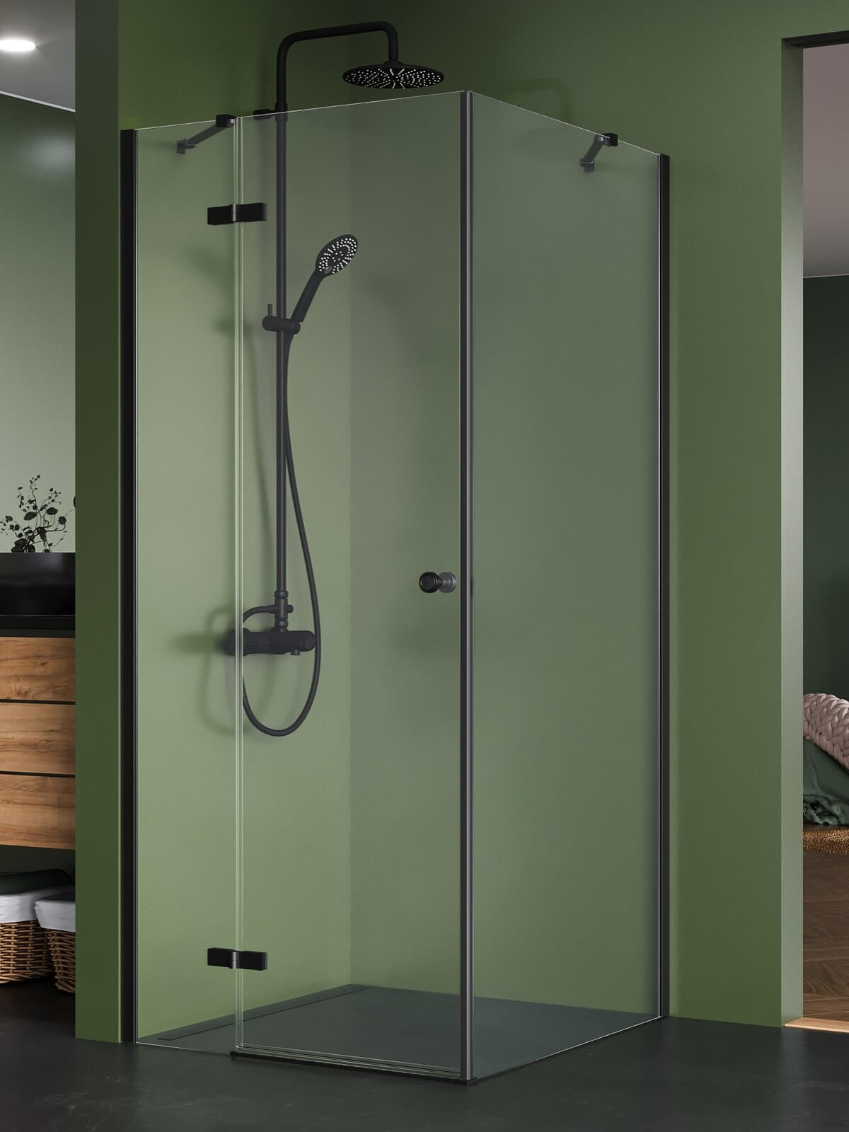 New Trendy Kalibra Black douchecabine 100x80 cm rechthoekig zwart mat/helder glas K-5050