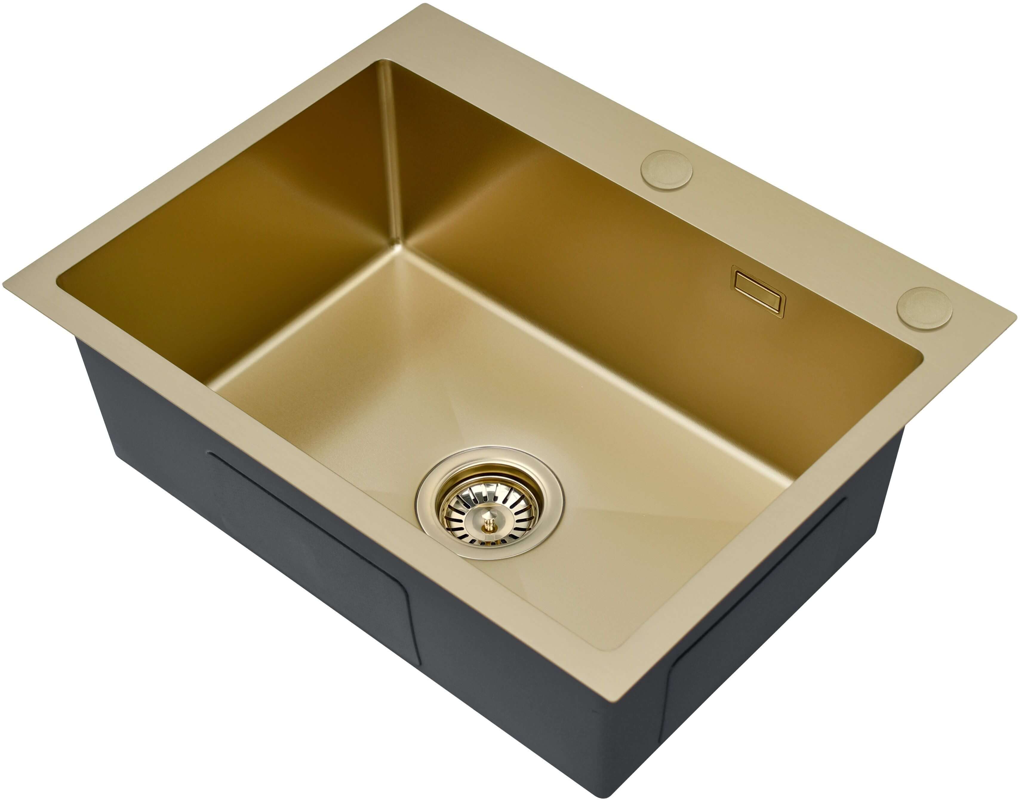 Ruvetti Look spoelbak met dispenser 58x45 cm gouden 5003L_PVD_CH60_W
