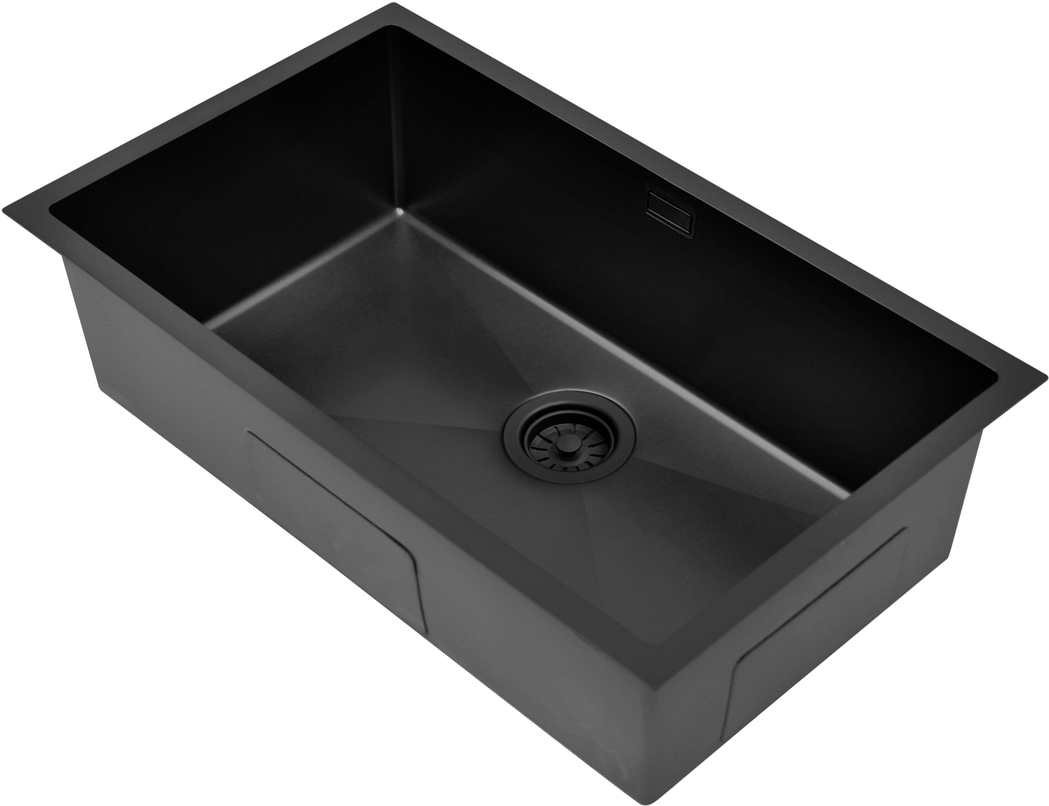 Ruvetti Stelio stalen spoelbak 74x44 cm zwart 5001S_PVD_BL80_P