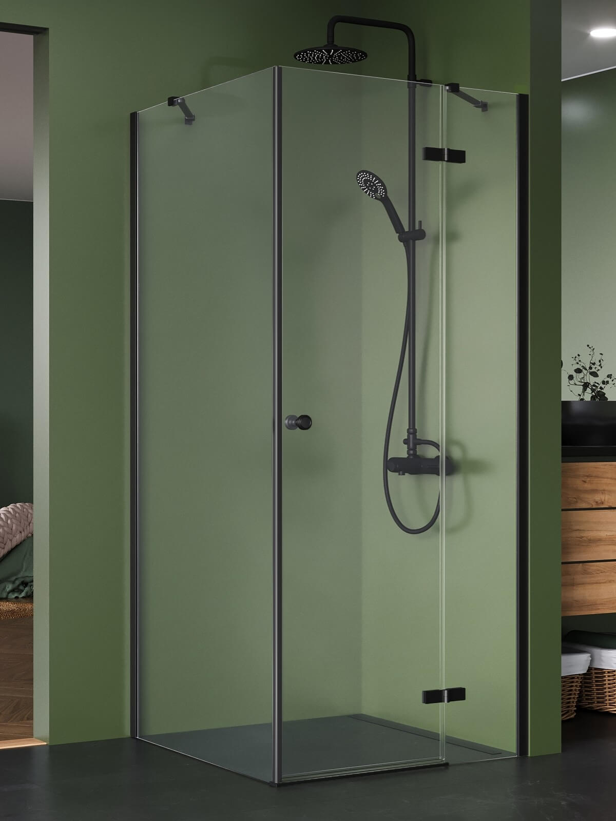 New Trendy Kalibra Black douchecabine 100x90 cm rechthoekig zwart mat/helder glas K-5071
