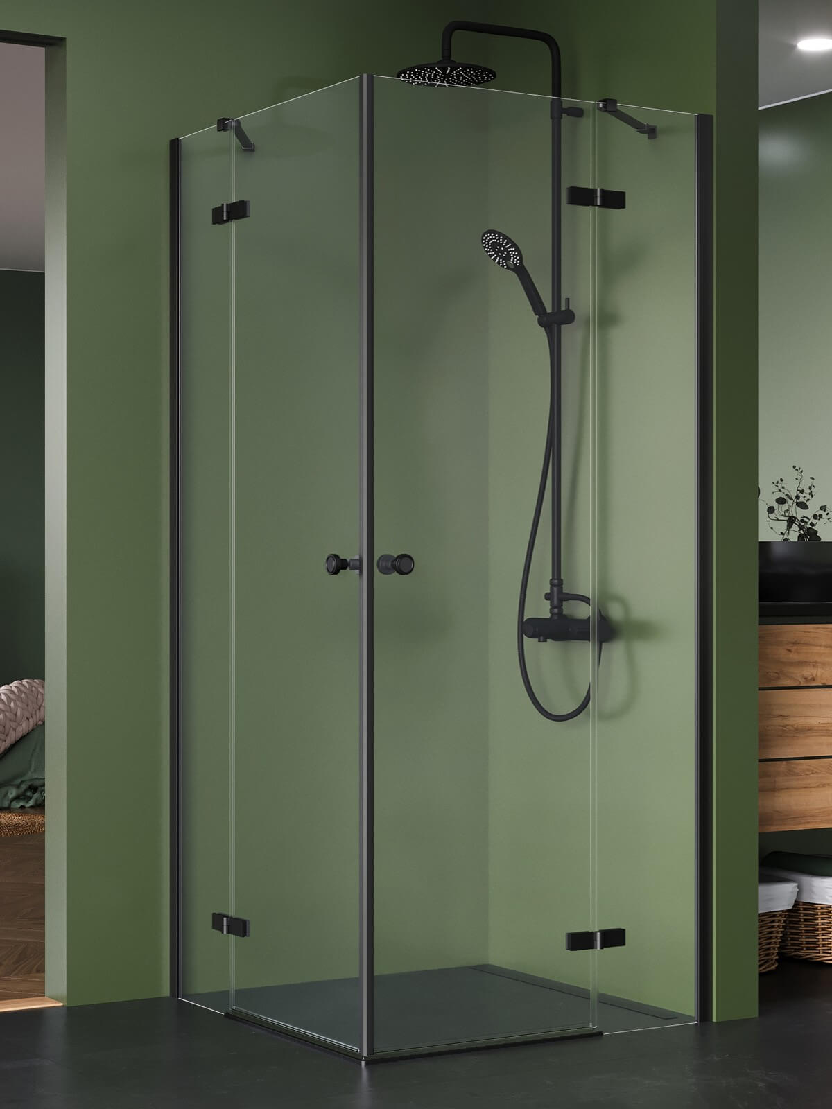 New Trendy Kalibra Black douchecabine 110x100 cm rechthoekig zwart mat/helder glas K-5106