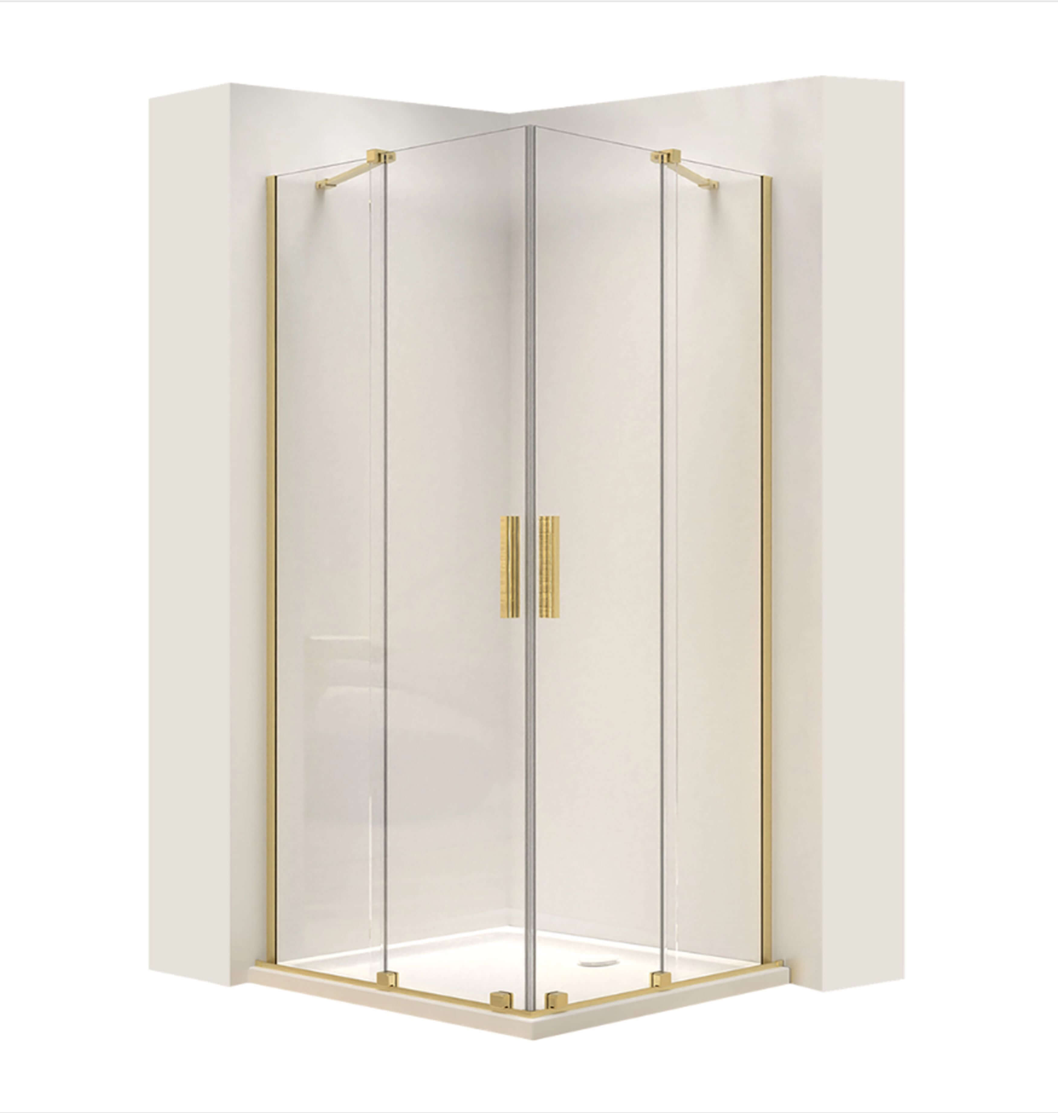 Rea Montana douchecabine 80x80 cm gouden mat/helder glas REA-K6695