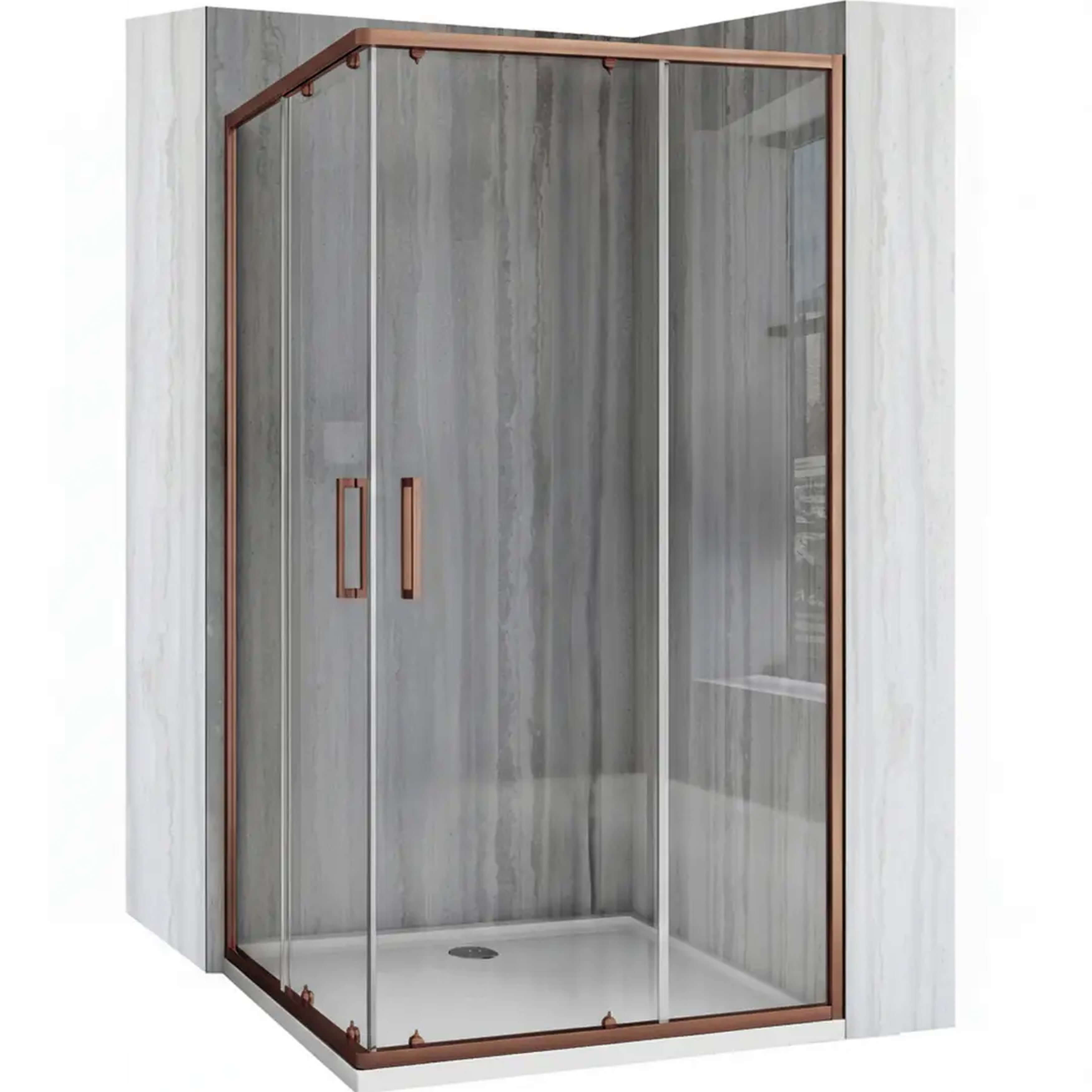 Rea City douchecabine 90x90 cm rechthoekig koper /helder glas REA-K6984