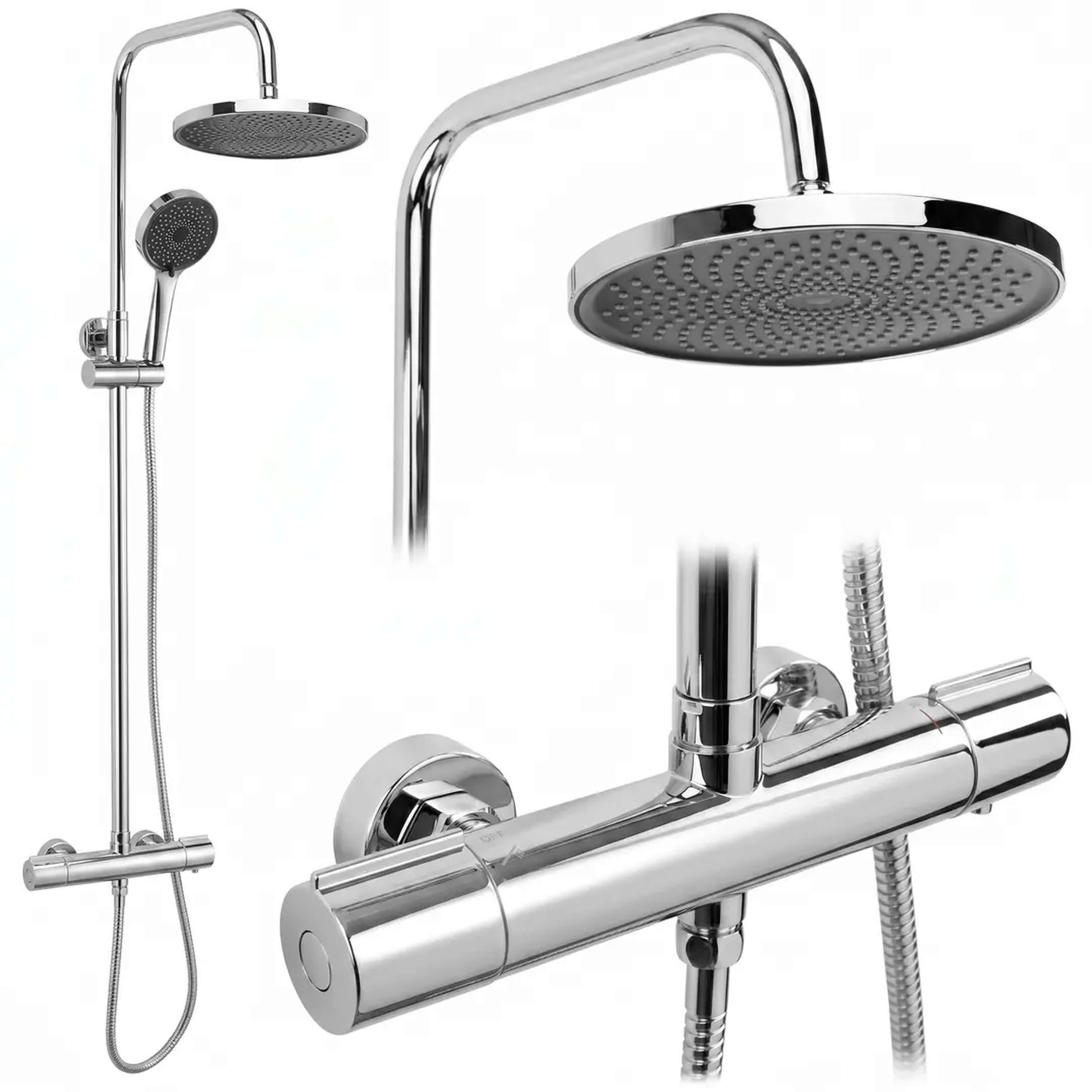 Rea Avanti doucheset wand met thermostaat met regendouche chroom REA-P8921