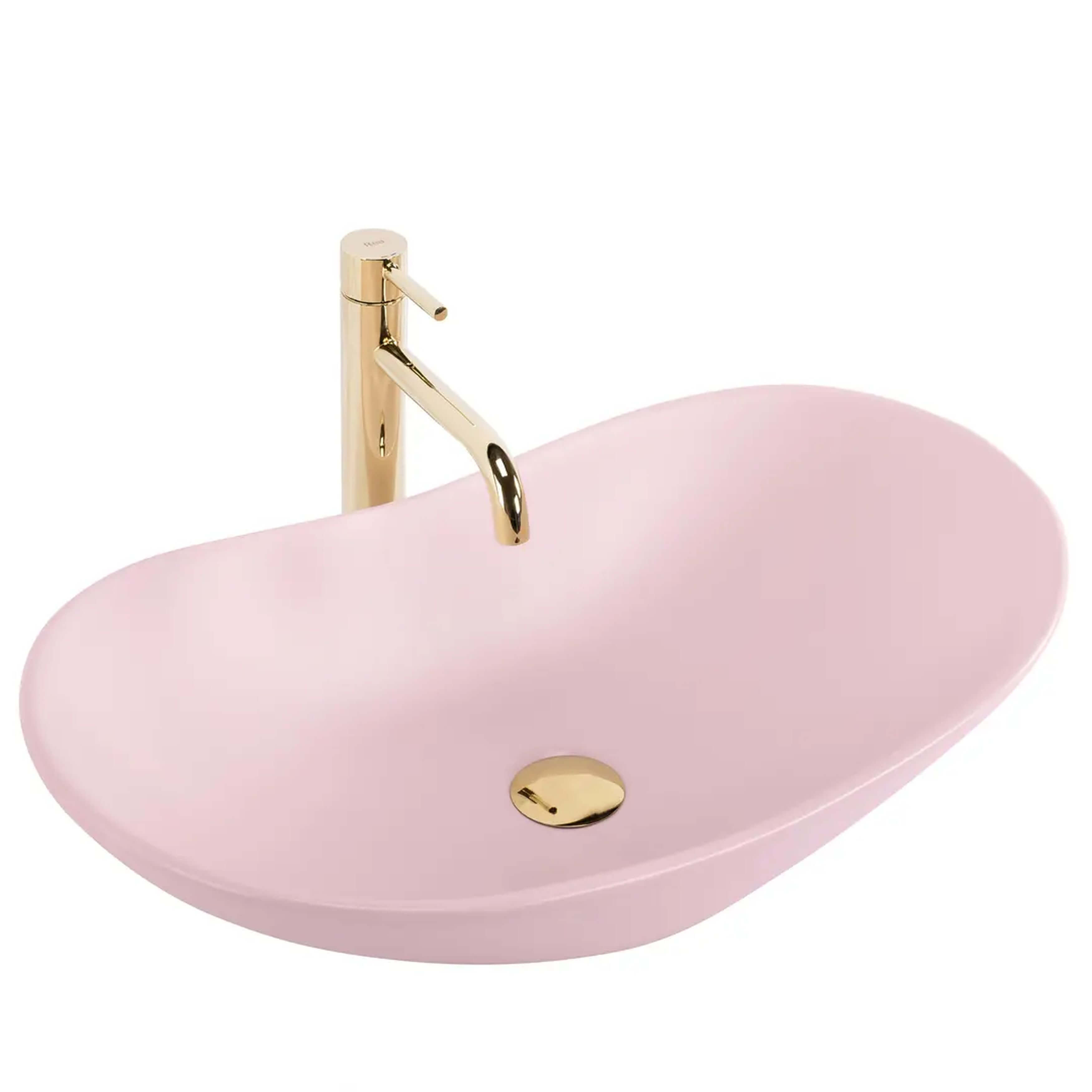 Rea Royal wastafel 61.5x35.5 cm ovaal opbouw roze mat REA-U6374