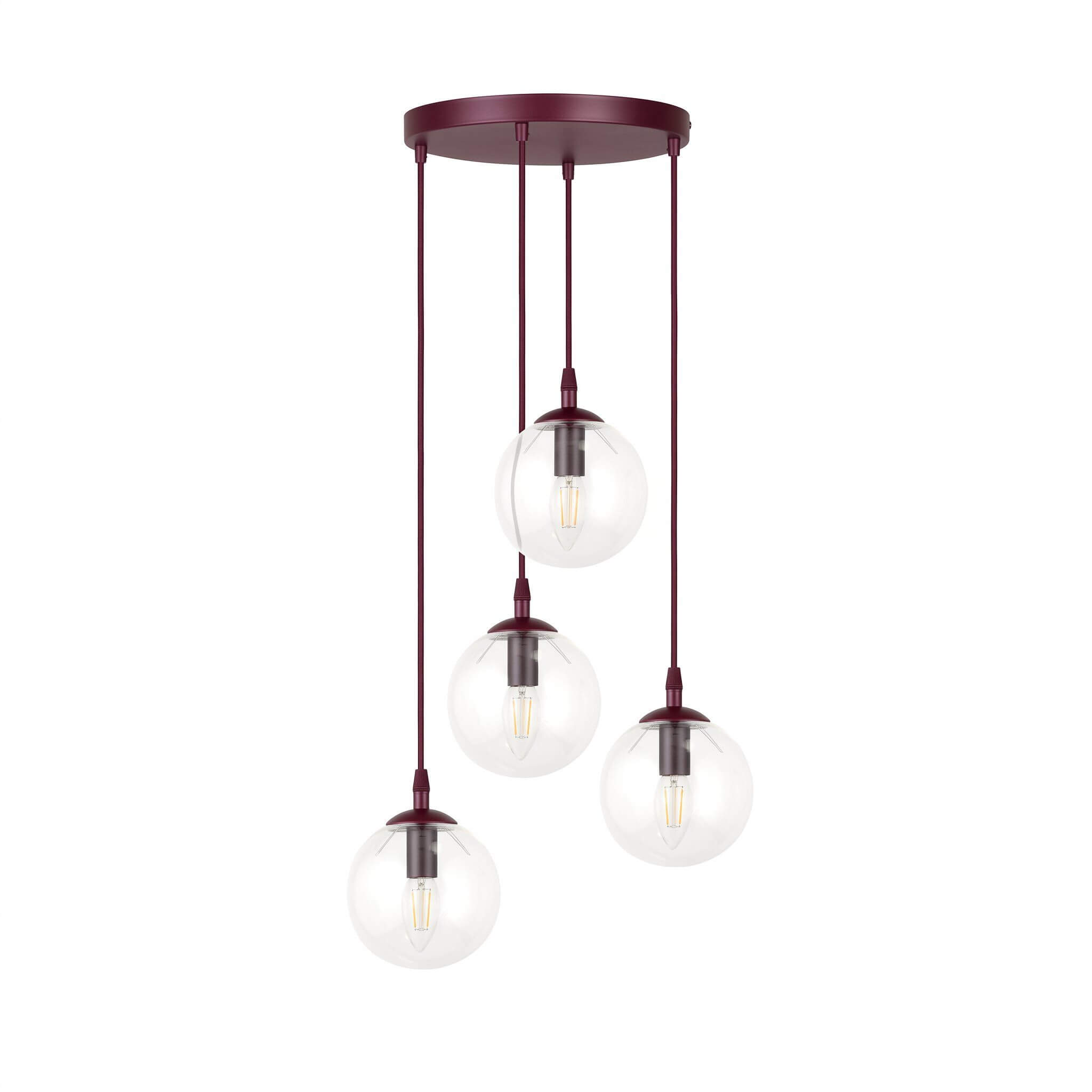 Emibig Cosmo hanglamp 4x10 W bourgondisch rood 1788/4PREM