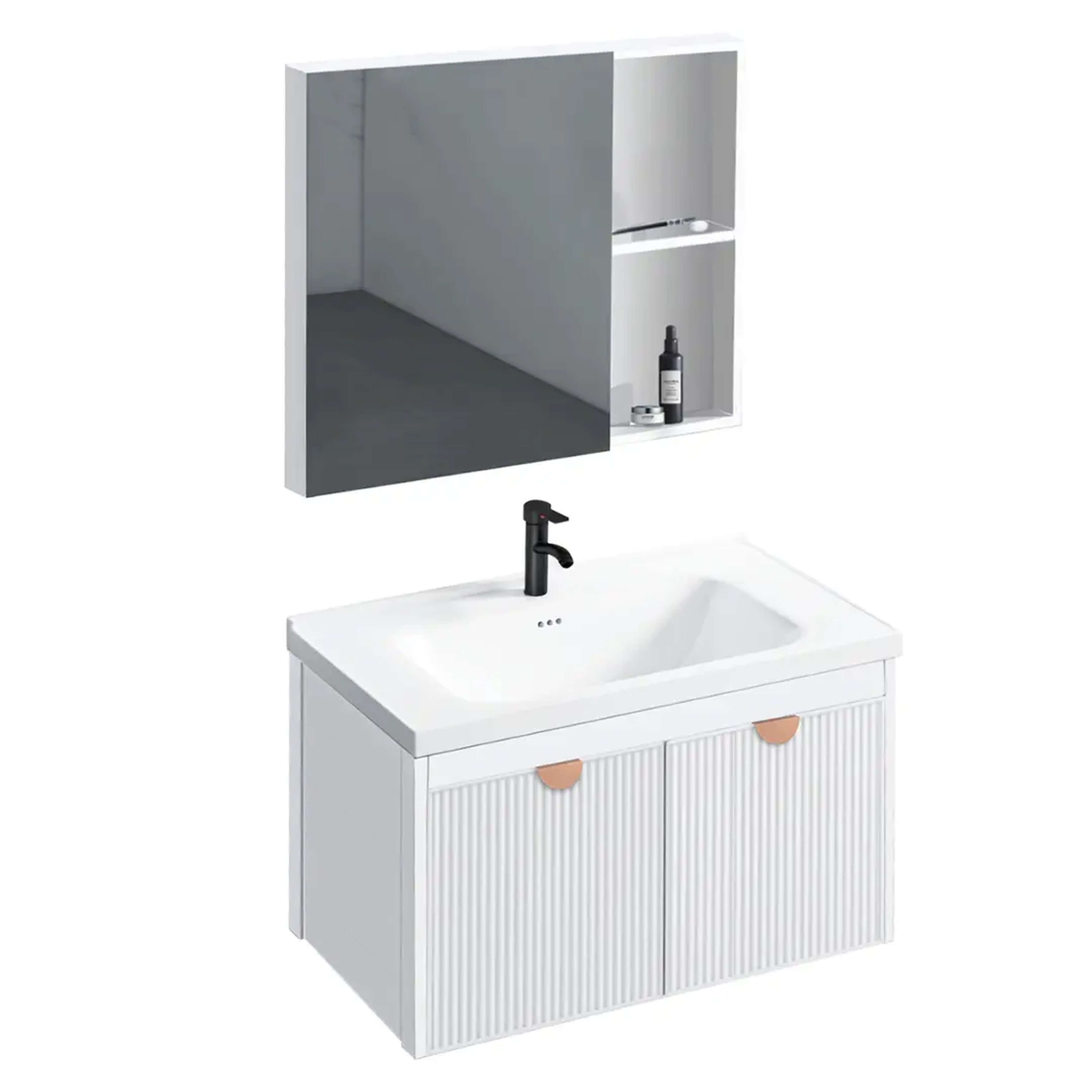 Rea Mario badkamermeubelset 58.5x46x39.5 cm hangend onder de wastafel wit REA-M0005
