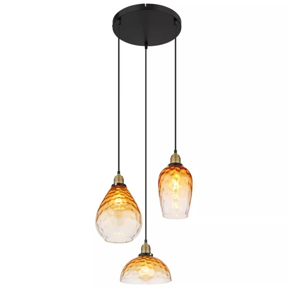 Globo Lighting Salvy hanglamp 3x60 W zwart-amber 15786-3H1