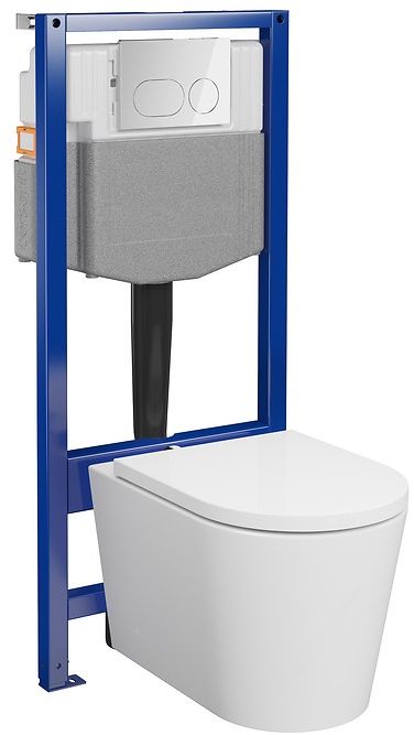 Cersanit Essentials set toiletpot met toiletbril en frame met drukknop S4003-047