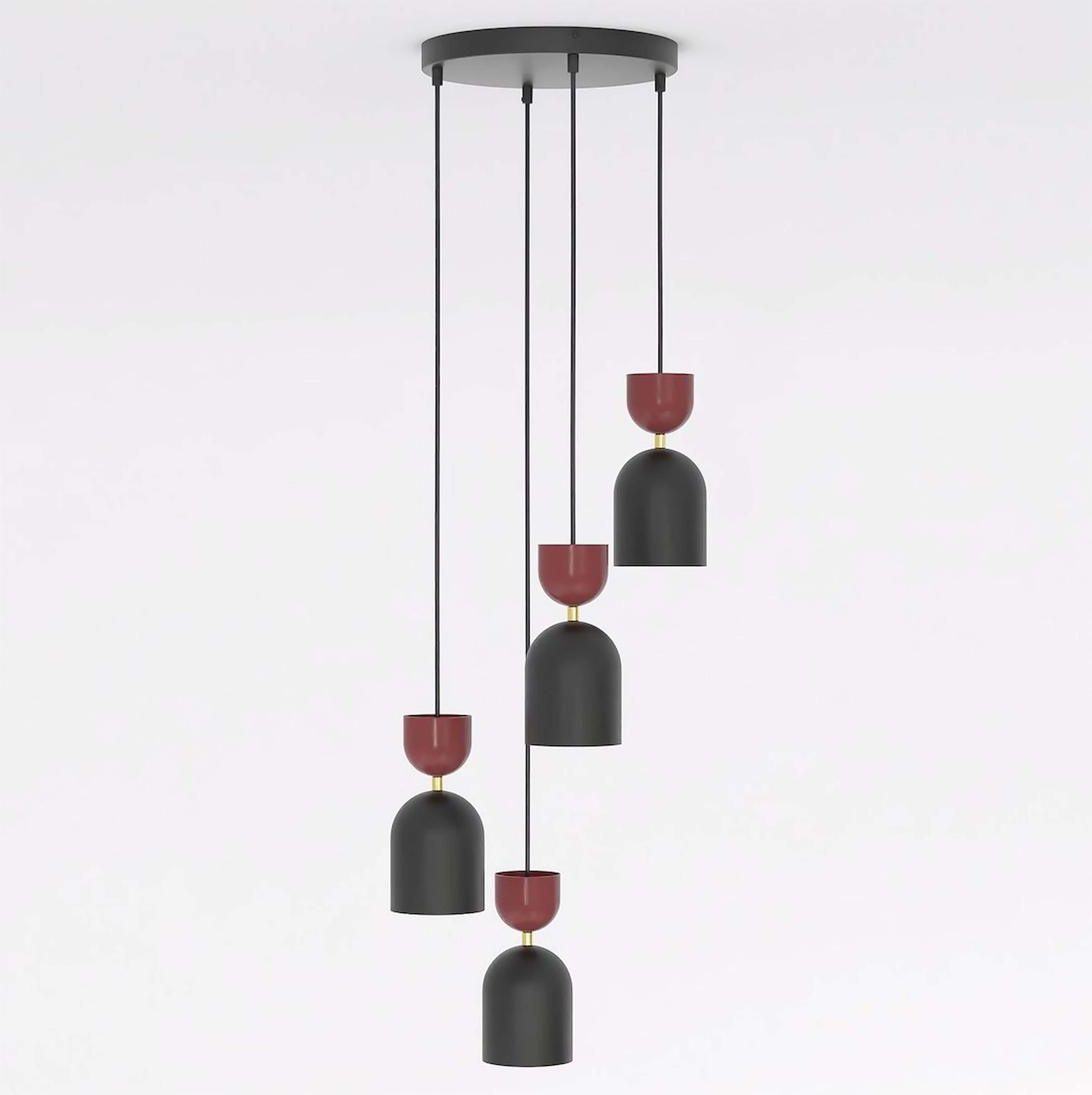 Emibig Gaudi hanglamp 4x10 W zwart-rood 1737/4PREM