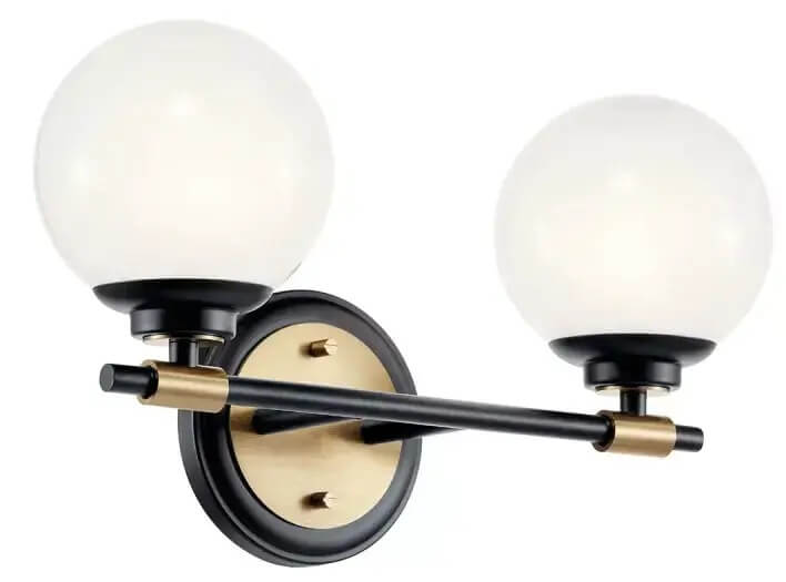 Elstead Lighting Benno wandlamp 2x3 W zwart-bruin-opaal KL-BENNO2-BK-CPZ
