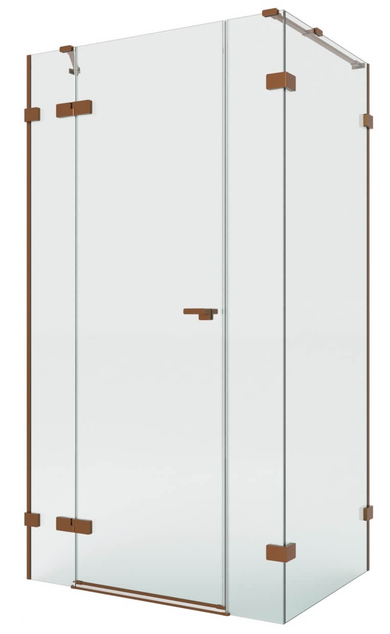 New Trendy Eventa Copper Brushed douchecabine 110x100 cm rechthoekig koper geborsteld/helder glas EXK-8105