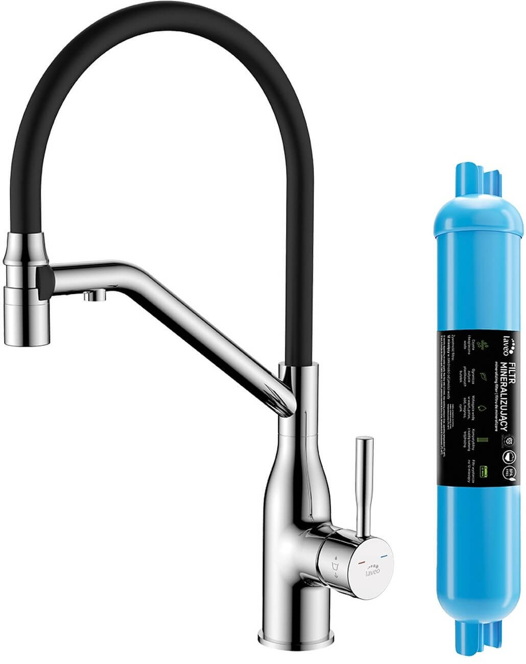 Laveo Colina 2.0 keukenkraan met filter staand chroom-zwart BC2C778D