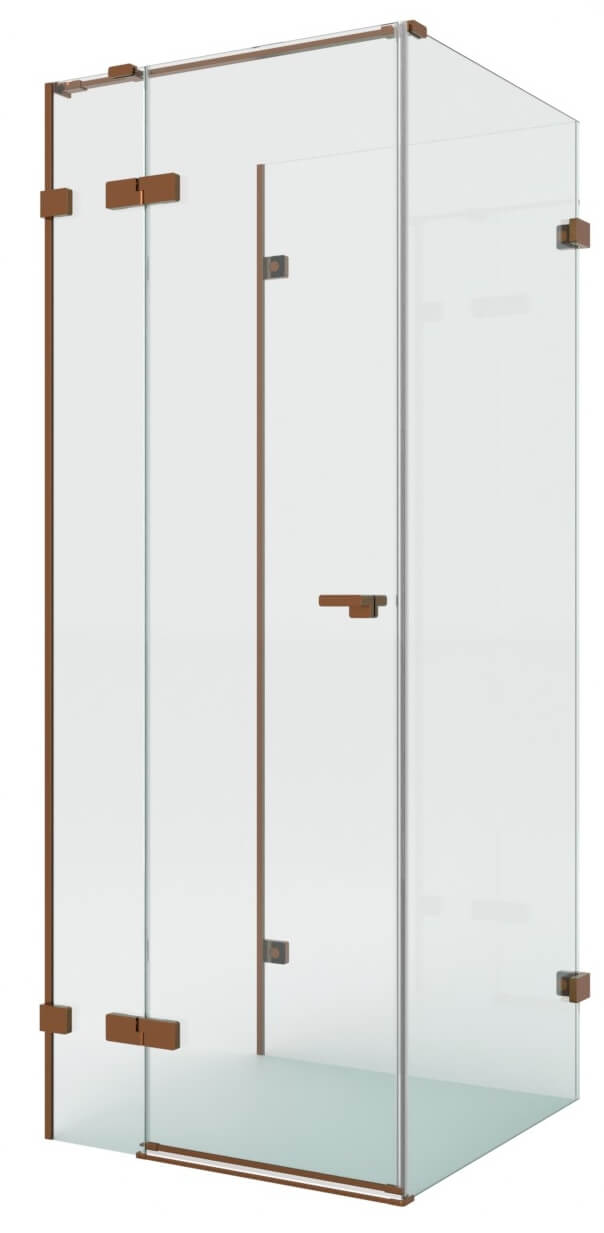 New Trendy Eventa Copper Brushed douchecabine 100x100 cm vierkant koper geborsteld/helder glas EXK-8151