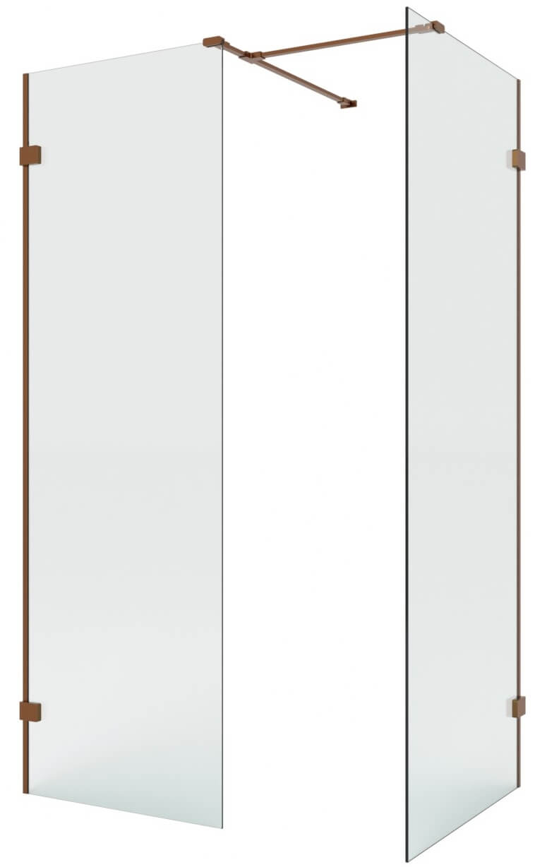 New Trendy Eventa Copper Brushed inloopdouche 150x100 cm rechthoekig koper geborsteld/helder glas EXK-8209
