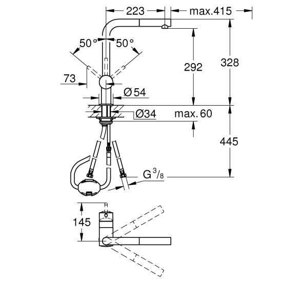 Set keukenkraan Grohe Minta 32168000, tectoniet spoelbak Franke Orion 114.0286.447