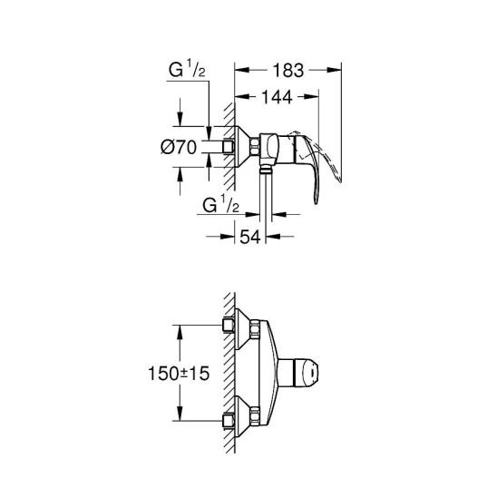 Set doucheset Grohe Euphoria 27226001, douchekraan Grohe Eurosmart 33555002