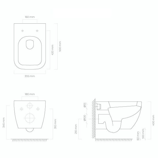 Set toiletpot Oltens Vernal 42502000, inbouwframe Oltens Triberg 50001000, 45104000, 57103300, 49301000