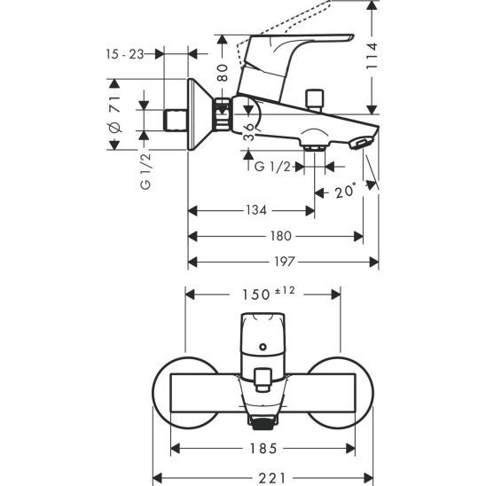 Set bad- en douchekraan Hansgrohe Focus 31940000, wastafelkraan Hansgrohe Focus 31607000, 27592000
