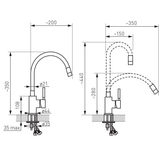 Set stalen spoelbak Franke Smart 101.0368.324, keukenkraan Ferro Zumba BZA4S