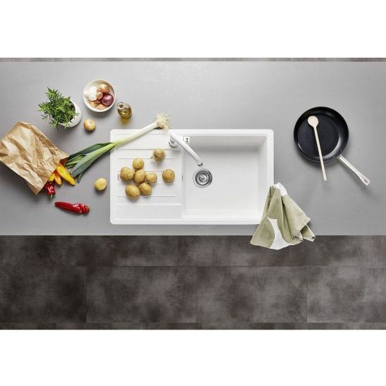 Set spoelbak van graniet Blanco Legra XL 6 S 523328, keukenkraan Blanco Mida 519418
