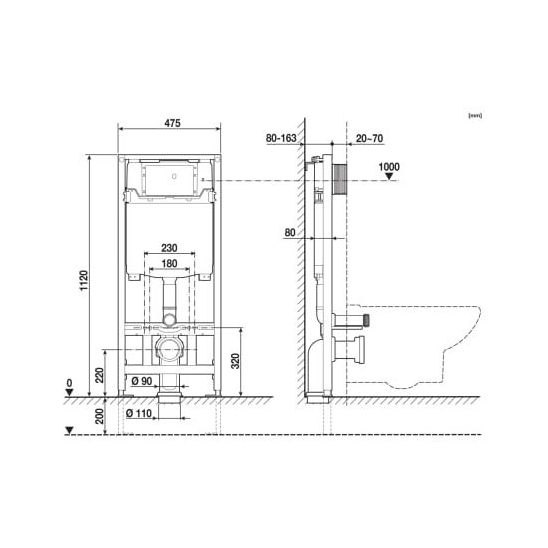 Set toiletpot met softclose toiletbril Roca Gap Square A34H472000, inbouwframe Roca Duplo One A890070020, A890189206, A890063000