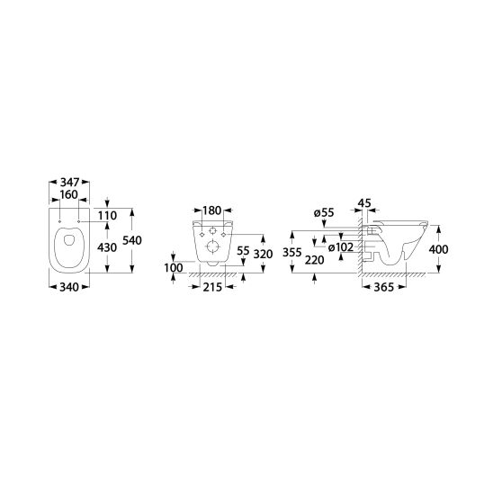 Set toiletpot met softclose toiletbril Roca Gap Square A34H472000, inbouwframe Roca Duplo One A890070020, A890189206, A890063000