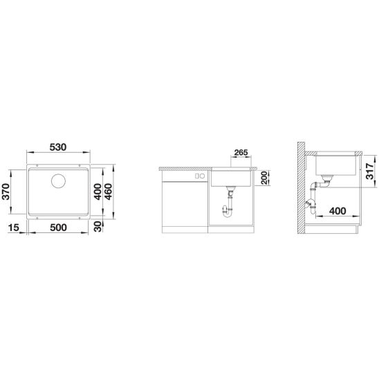 Set spoelbak van graniet Blanco Etagon 500-U 525887, keukenkraan Oltens Myvat 35205300