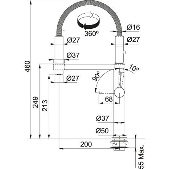 Set keukenkraan Franke Pescara 360 115.0545.136, vloeistofdispenser Franke Comfort 112.0753.277
