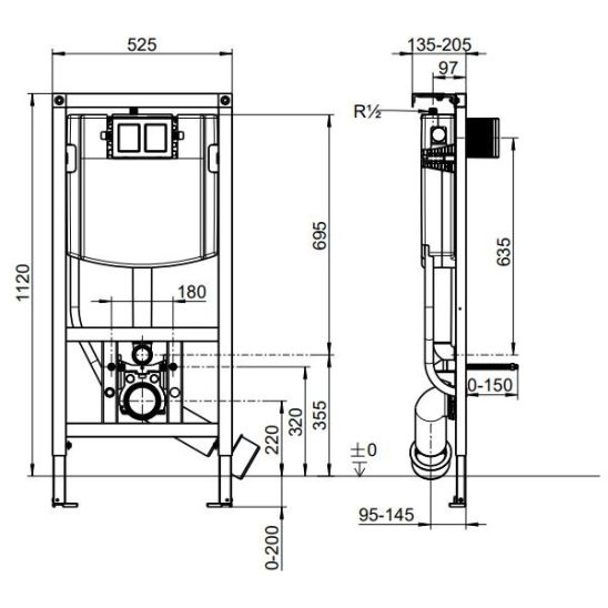 Set set toiletpot met toiletbril Villeroy & Boch Subway 3.0 4670TSR1, inbouwframe Villeroy & Boch ViConnect 92242700, 92249068