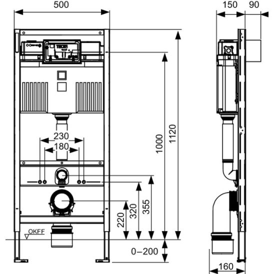 Set inbouwframe Tece Profil 9300302, toiletpot met softclose toiletbril Omnires Ottawa OTTAWAMWBP, 9240407