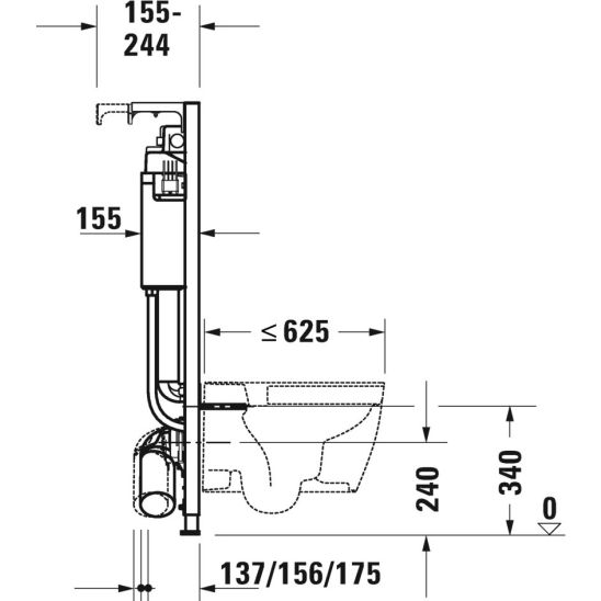 Set inbouwframe Duravit DuraSystem WD1011000000, toiletpot met softclose toiletbril Duravit D-Neo 45880900A1, WD5001031000