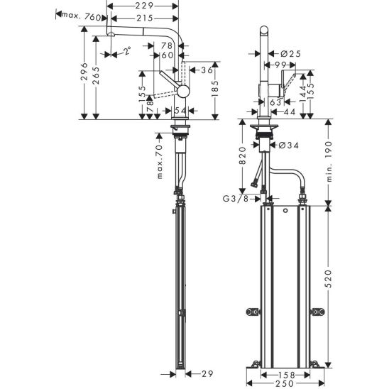 Set spoelbak van graniet Hansgrohe S 51 43432380, keukenkraan Hansgrohe Talis M54 72809800