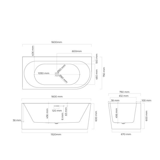 Set hoekbad Oltens Hulda 11003000, stopafdekking Oltens 09002400